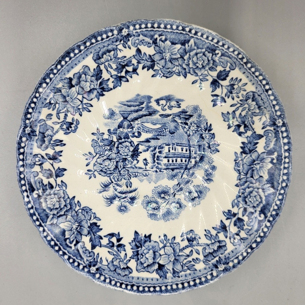 Vintage Myott Tonquin Saucer Plate 4.5" Blue White 1982 Staffordshire